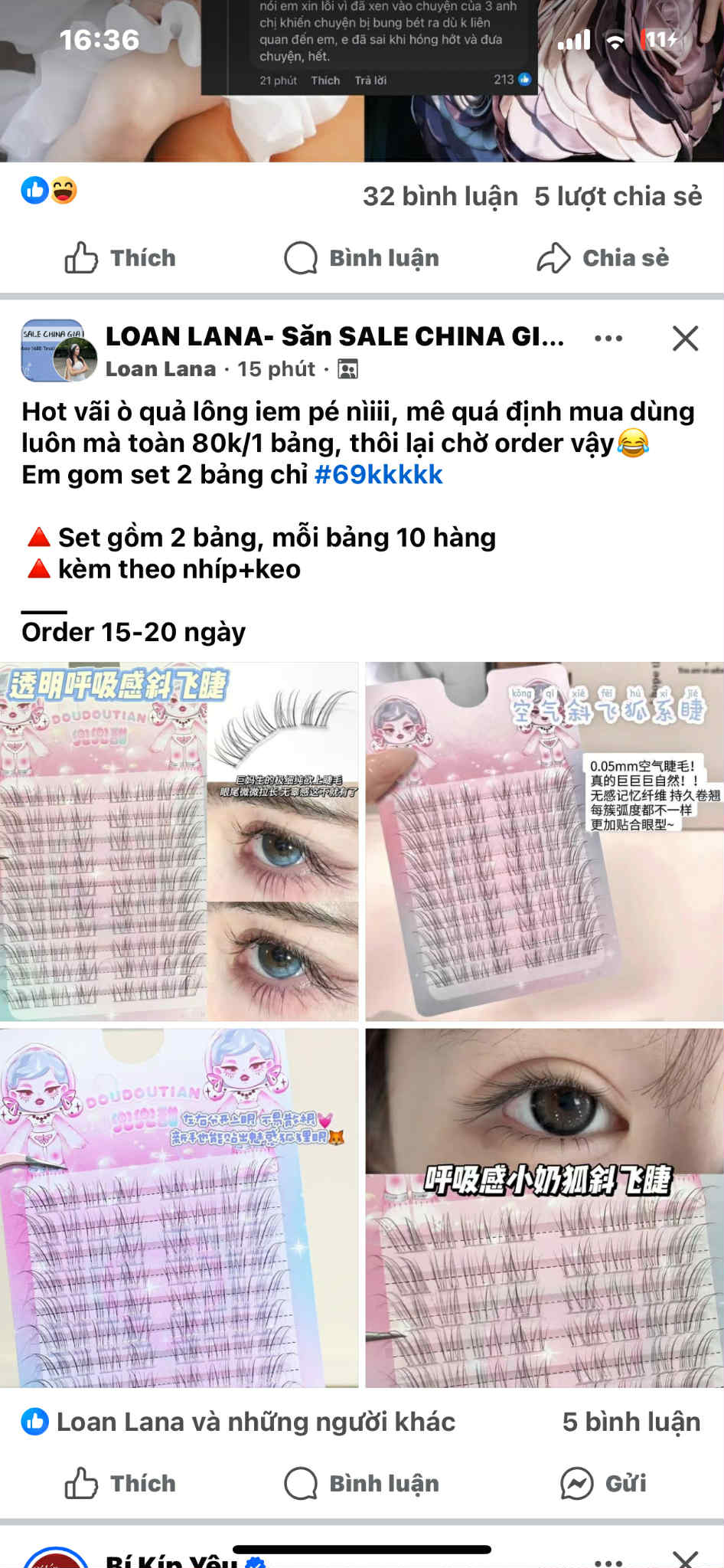 Set 2 bảng mi giả em bé
