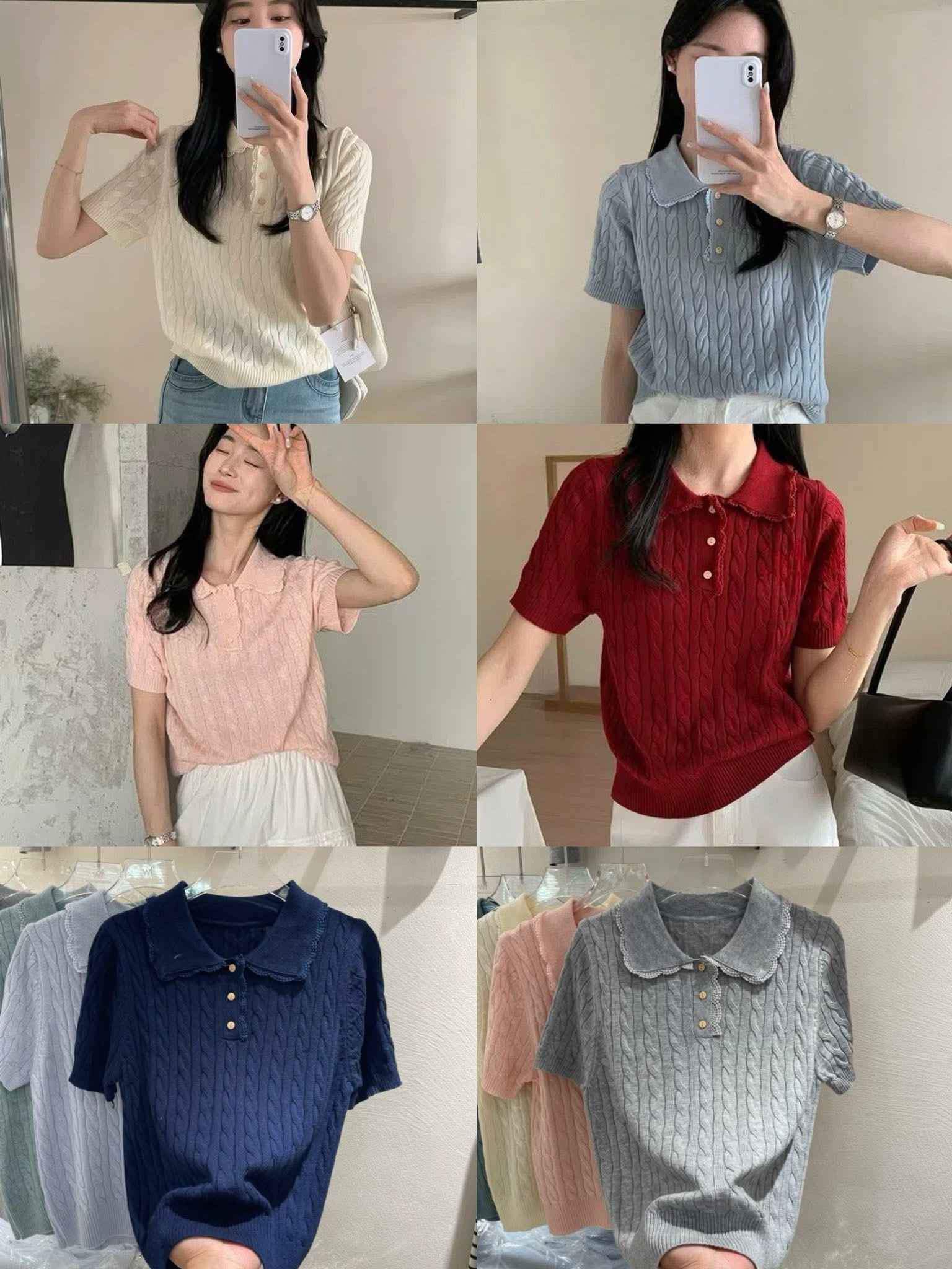 Áo cộc tay mongtoghi cổ bẻ bèo